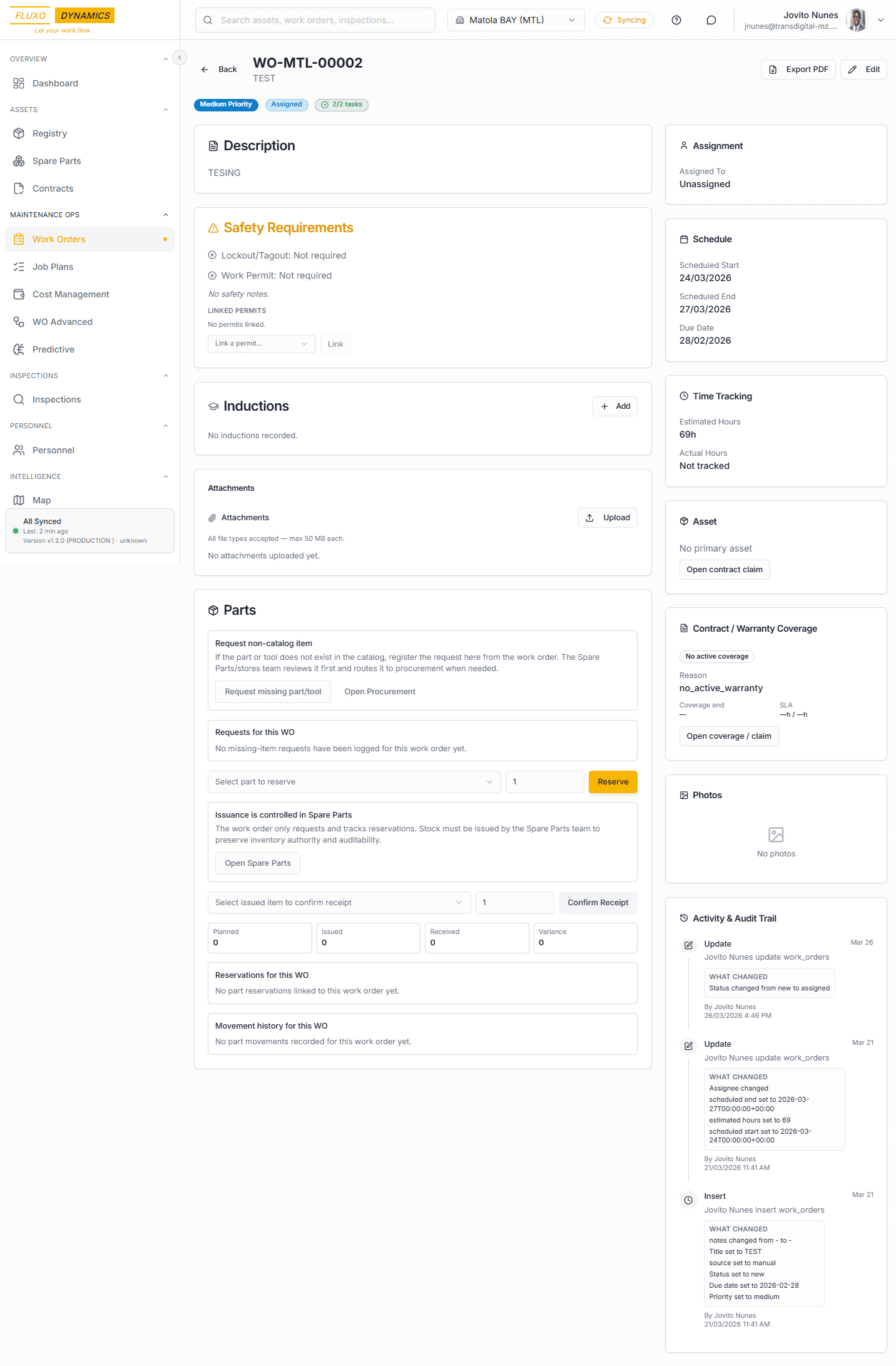 Work Order Detail